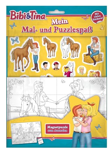 Bibi & Tina: Mein Mal- und Puzzlespaß: Magnetpuzzle zum Ausmalen, Sticker und Ausmalseiten von Panini